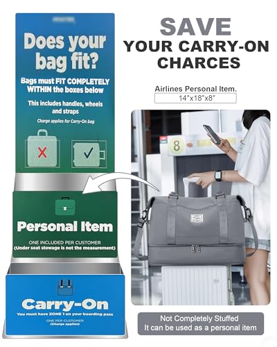 Travel Duffel Weekender Bag Women Tote Carry On Bags With Shoe Compartment - color: H10-SlateGrey, size: Large