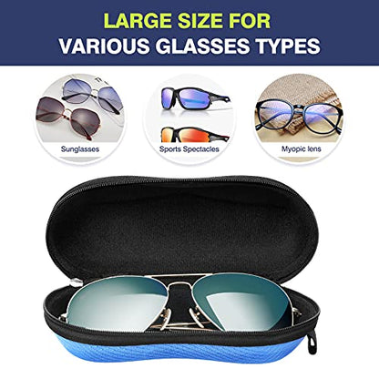 MoKo Semi Hard Shell Sunglasses Case, Unisex Protective Eyeglass Case Glasses Case Holder with Metal Hanging Hook - color: 블루-에바, size: 1개입