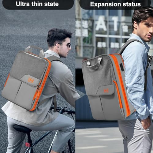 ZINZ Slim & Expandable Laptop Backpack 15.6 16 17 inch,Gray Orange - color: G01og01