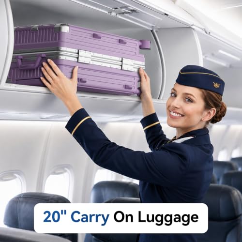 Carry On Luggage, Zipperless Aluminum Frame Suitcase, Purple, 20 in - color: Purple, size: 20in