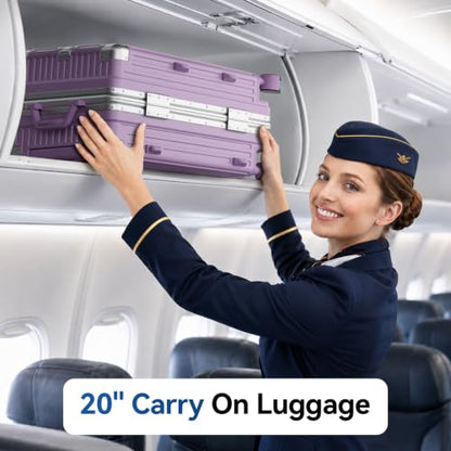 Carry On Luggage, Zipperless Aluminum Frame Suitcase, Purple, 20 in - color: Purple, size: 20in