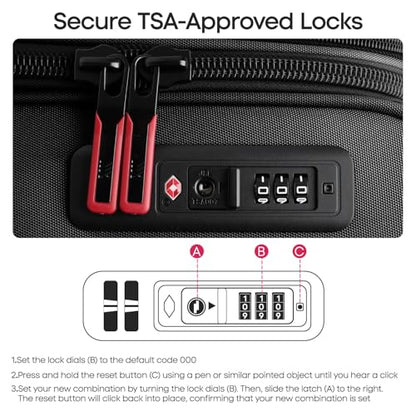 Softside Suitcases w/Wheels 32 Inch Luggage,Expandable 20% - color: Black, size: Checked-Extra Large 32 inch