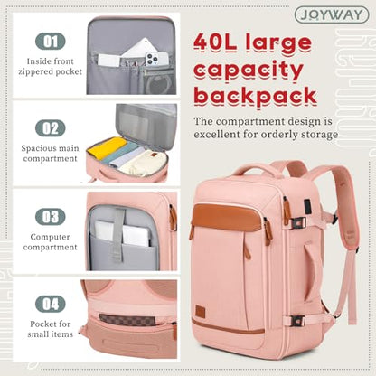 Joyway Expandable Luggage Sets 5 Piece, Lightweight Hard Shell Travel Suitcase Set with Spinner Wheels and TSA Lock (5 piece set，Pink) - color: Pink, size: 5 piece set