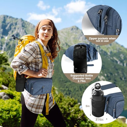 Fanny Pack Waterproof Waist Bag Pack Men Women Hip Bum Bag With Water Bottle Holder Adjustable Strap Suitable For Outdoors Workout Traveling Hiking Cycling Dog Walking Pouch Bag(Blue) - color: Blue