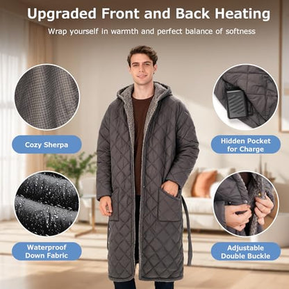 Portable Heated Battery Blanket,Cordless Wearable Heated Throw | Wireless Wearable, 20000mah, Electric Throw Blanket, Snuggle Heated Coat Hoodie Heating Robe for Inside and Outside,45‘’×32''