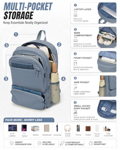 College Backpack For Women Men,High School Backpack with Lots of Pockets - color: A1-blue