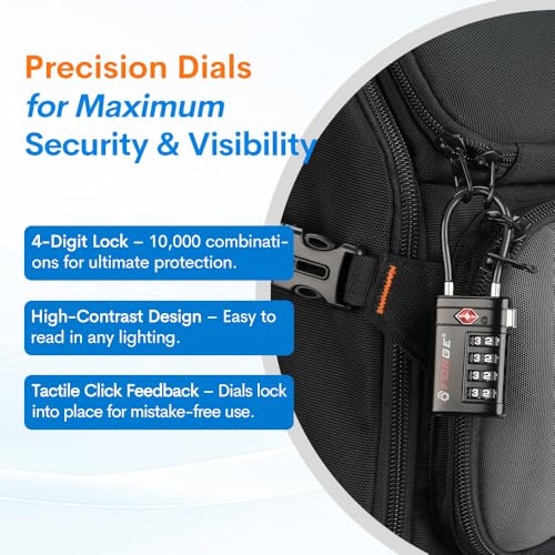 Forge Open Alert TSA Approved Luggage Locks, 4 Digit Combination TSA Travel Locks with TSA008, Zinc Alloy Body for Luggage, Suitcase, Backpack, and More. Black 2 Locks. - color: Black 2 PK