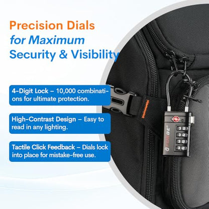 Forge Open Alert TSA Approved Luggage Locks, 4 Digit Combination TSA Travel Locks with TSA008, Zinc Alloy Body for Luggage, Suitcase, Backpack, and More. Black 2 Locks. - color: Black 2 PK