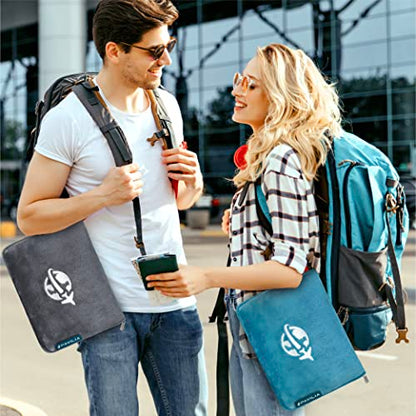 PAVILIA Compact 2-in-1 Travel Blanket Pillow for Airplane Flight, Dark Gray - color: Gray