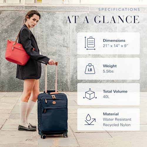 Bric's X Travel - 스피너 휠이 있는 휴대용 수하물 가방 - 53.3cm(21인치) 및 76.2cm(30인치) - 럭셔리 수하물 가방, 네이비, 기내 수하물, 럭셔리 - color: 네이비, size: 기내 수하물