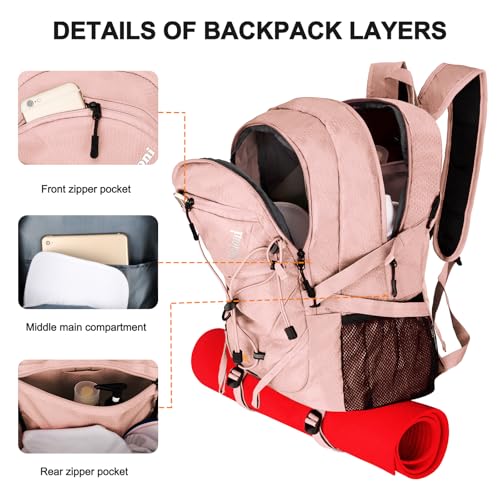 Goloni 45L Foldable Hiking Daypack, Lightweight Water‑Resistant Backpack - color: Pink