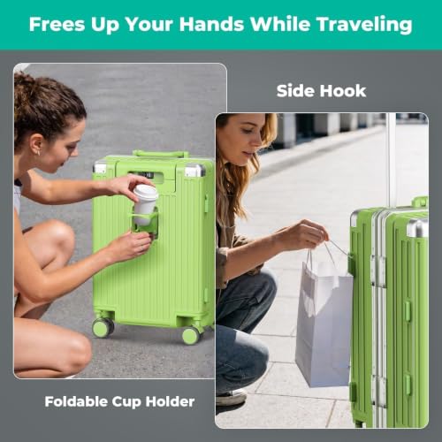 20 Inch Zipperless Carry on Luggage, Airline Approved Hardside Suitcase - color: Green, size: 20 Inch