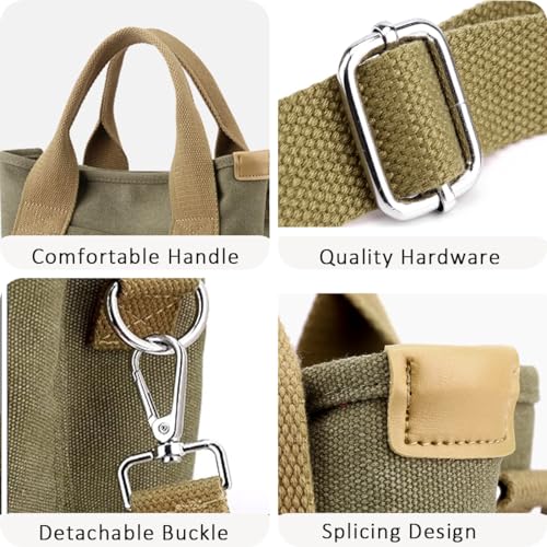 Small Tote Bag with Zipper, 2024 Canvas Multi-Pocket Crossbody Bag Shoulder Bag Satchel Hobo Bag Messenger Bag - color: Denim Army Green, size: Large
