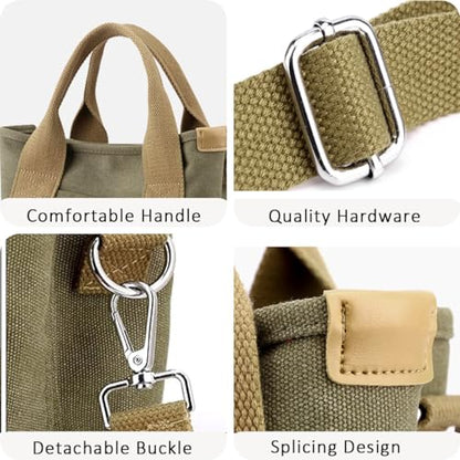 Small Tote Bag with Zipper, 2024 Canvas Multi-Pocket Crossbody Bag Shoulder Bag Satchel Hobo Bag Messenger Bag - color: Denim Army Green, size: Large