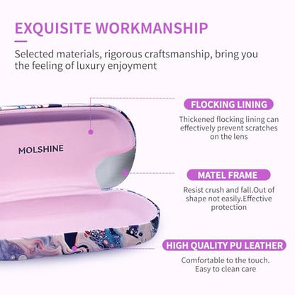 molshine Hard Shell Sunglasses Case,Classic Large Glasses Case for Women Men,Sunglass Eyeglasses - color: Ocean