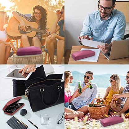 SMARTTOP Hard Shell Eyeglass Case- Glass Case With Cleaning Cloth, Glasses Case hard shell for men women - color: Burgundy