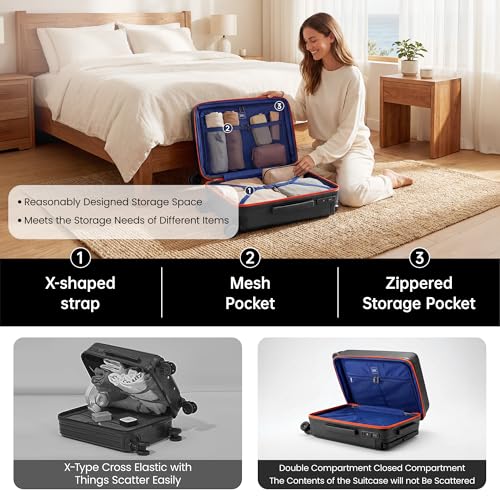 2 Piece Luggage Sets(20/26in) Wide Handle Hardshell Luggage - color: Black, size: 2-Piece Set (20"/26'')
