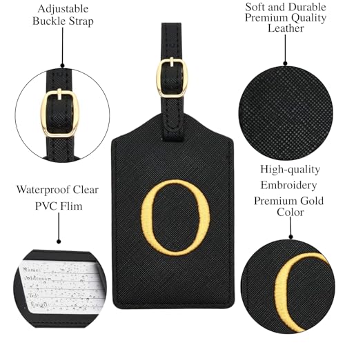 Luggage Tag PU Leather for Suitcase Baggage Handbag Travel Bag Label Suitcase Tag Label Tag w. Name Card & Privacy Cover (O) - style: O