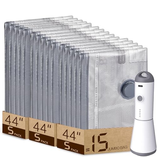 Vacbird Jumbo Vacuum Storage Bags for Bedding, Blanket Storage Space Saver - size: 15 Jumbo Size