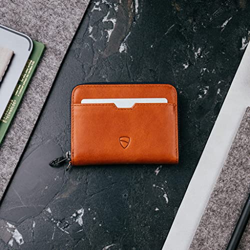 Vaultskin Mayfair Premier Leather Zip Wallet - Ultimate RFID Safety, Streamlined for Style & Functionality for Men and Women - color: Cognac
