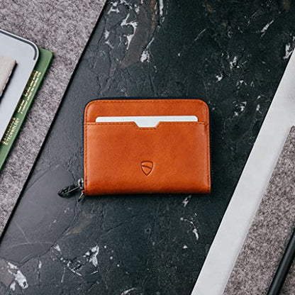 Vaultskin Mayfair Premier Leather Zip Wallet - Ultimate RFID Safety, Streamlined for Style & Functionality for Men and Women - color: Cognac
