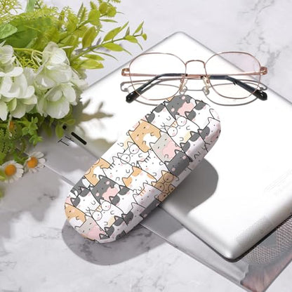 Glasses Case Hard Shell,Portable Protective Eyeglasses Case, Eyeglass Holder Box with Cleaning Cloth, for men women - color: Cat
