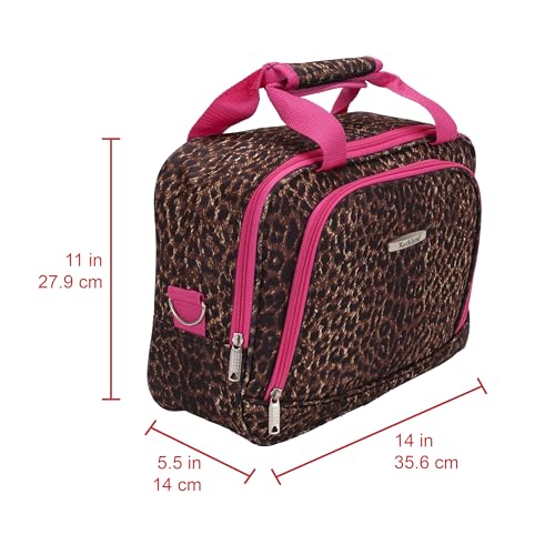 Rockland Fashion Softside 2 Piece Luggage Set, Expandable, (14" Tote/19" Upright), Pink Leopard - color: Pink Leopard, size: 2 Piece (19"/14" Tote)