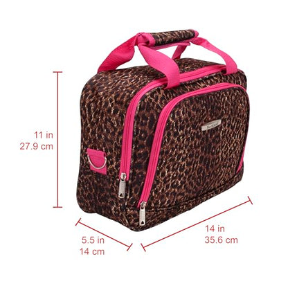 Rockland Fashion Softside 2 Piece Luggage Set, Expandable, (14" Tote/19" Upright), Pink Leopard - color: Pink Leopard, size: 2 Piece (19"/14" Tote)