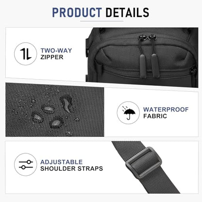 Sling Bag for Men Travel Crossbody Bag Men Casual Chest Pack - color: Black