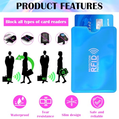 12PCS Colorful Rfid Blocking Sleeves Set, Identity Theft Protection Secure Sleeve for Credit Cards, Debit Card, Waterproof Aluminum Foil Slim Design Easily into Your Wallet