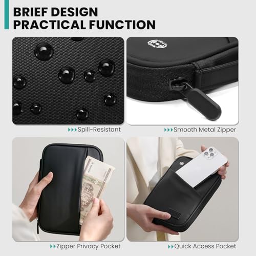 Passport Holder Travel Wallet, Black - color: Black