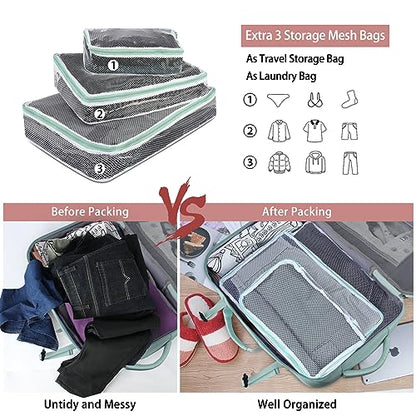 Lubardy Travel Backpack for Men Women 40L Flight Approved Carry on Backpack - color: Green(backpack With 3 Packing Cubes)