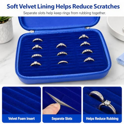 GWCASE Ring Organizer Box 42-Slot Hard Shell Case Holds 50+ Pcs, Dark Blue - color: Dark Blue