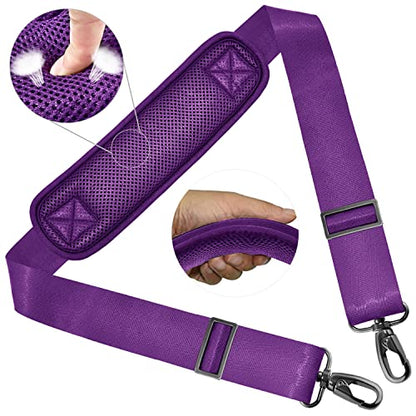 Shoulder Strap 58" Ultra-Thick Fixed Padded and Adjustable Buckles Crossbody Strap for Briefcase Laptop Bag Luggage - color: Purple