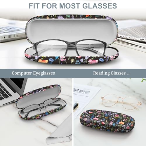 FINTIE Hard Shell Eyeglasses Case, Portable Protective Glasses Cover - color: Black Floral