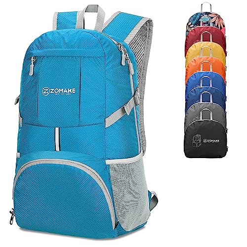 ZOMAKE Lightweight Packable Backpack 35L, Water Resistant Foldable Day Pack - color: C-light Blue