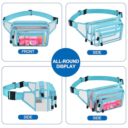 USPECLARE Clear Fanny Pack Stadium Approved Large Multi-Purpose Waist Bag - color: Aqua, style: 1-pack-pvc