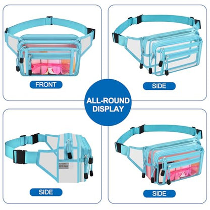 USPECLARE Clear Fanny Pack Stadium Approved Large Multi-Purpose Waist Bag - color: Aqua, style: 1-pack-pvc