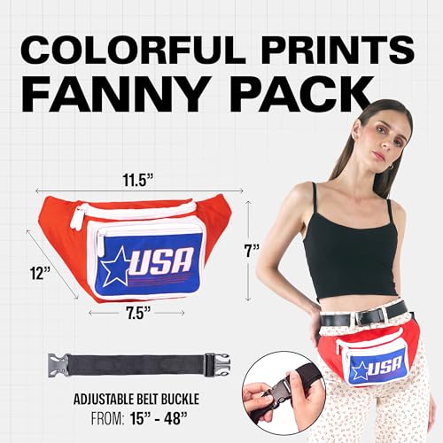 SoJourner Waterproof Fanny Pack, USA Retro - color: USA Retro - Red, White, Blue