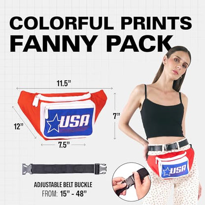 SoJourner Waterproof Fanny Pack, USA Retro - color: USA Retro - Red, White, Blue