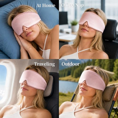 Silk Sleep Mask – 100% Mulberry Silk Eye Mask for Sleeping - color: Silk Pink