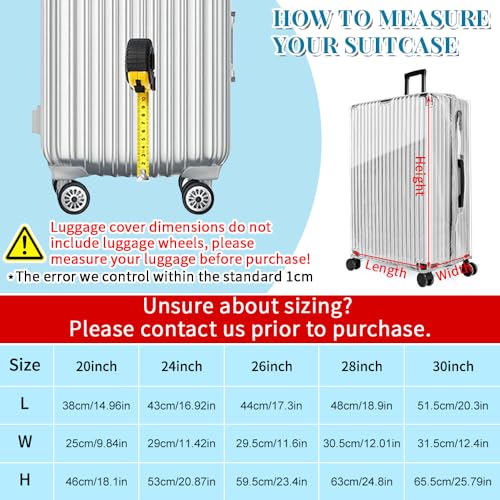 Yotako Upgraded Zippered Clear PVC Suitcase Cover 24 Inch - color: 70%clear 30%grey, size: 24inch