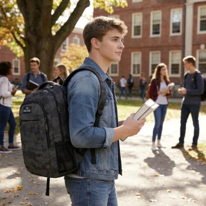 MATEIN Travel Computer Backpack, 15.6 Inch Sturdy College Laptop Bookbag - color: Grey and Black Camo, size: 15.6 Inch