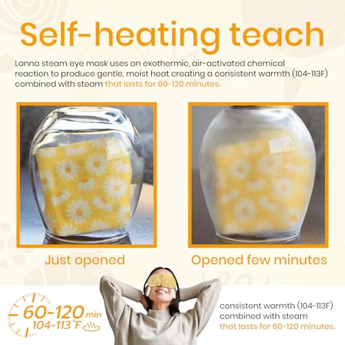 LANNA Heated Steam Eye Mask, Disposable 120 Minutes Chamomile Scent 10 Pcs - color: Chamomile Scent, size: 10 Eye Masks