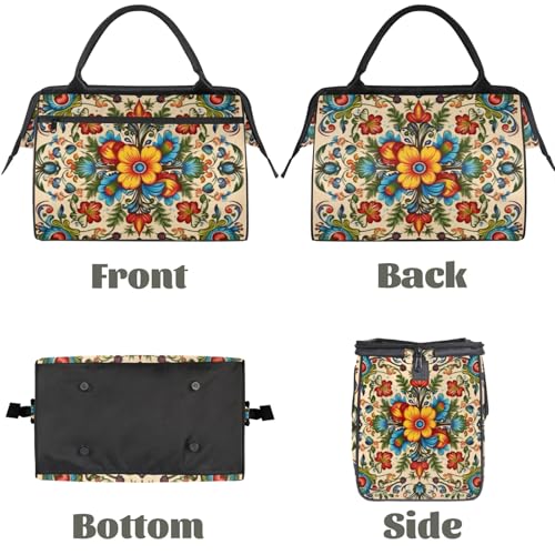 Tribal Flower Weekender Overnight Bag for Women Travel Gym Sport - color: D 008