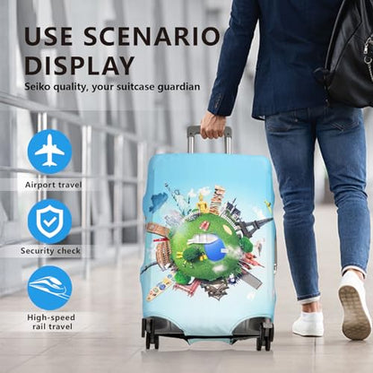 Travel Luggage Cover Protector Stretchable,Washable&Anti-Scratch,Fits 18-32 Inch case (Blue goes on a trip, M(22-25 inch)) - color: Blue goes on a trip, size: M(22-25 inch)