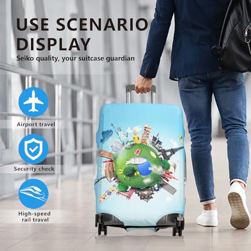 Travel Luggage Cover Protector Stretchable,Washable&Anti-Scratch,Fits 18-32 Inch case (Blue goes on a trip, M(22-25 inch)) - color: Blue goes on a trip, size: M(22-25 inch)