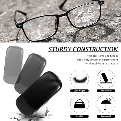 Hifot Metal Eyeglass Case Hard Shell, Aluminum Spectacles Box Sunglasses Case for Men Women, Reading Glasses Holder - color: Black