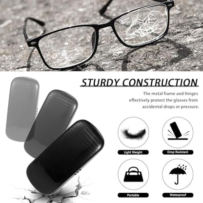Hifot Metal Eyeglass Case Hard Shell, Aluminum Spectacles Box Sunglasses Case for Men Women, Reading Glasses Holder - color: Black