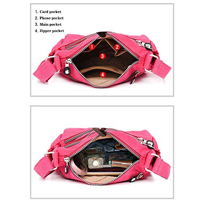 MINTEGRA Shoulder Bag for Women Waterproof Crossbody Purses Lightweight Nylon Work Travel Purse Messenger Bag - color: Black